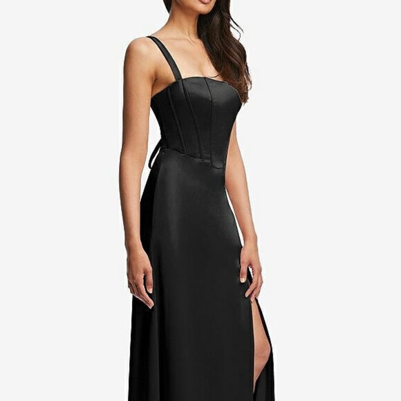 After Six 6874.....Lace Up Tie-Back Corset Maxi Dress....Black...Size 0 - Picture 5 of 7